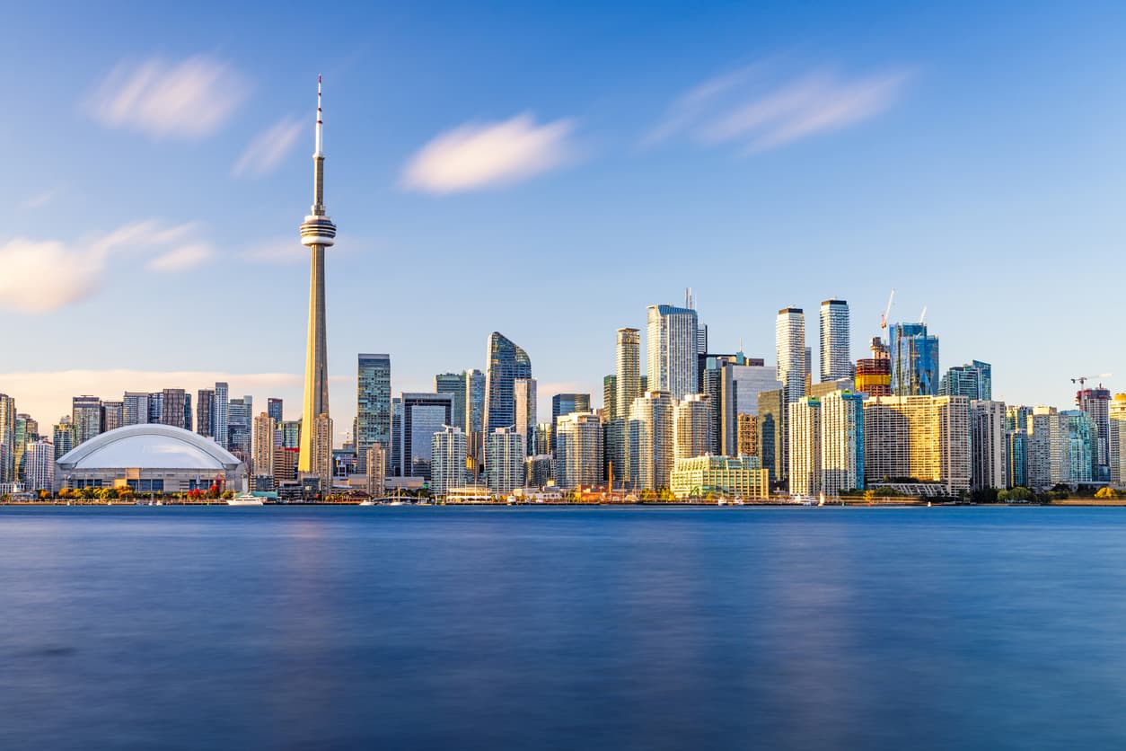 Canadian city skyline under open sky