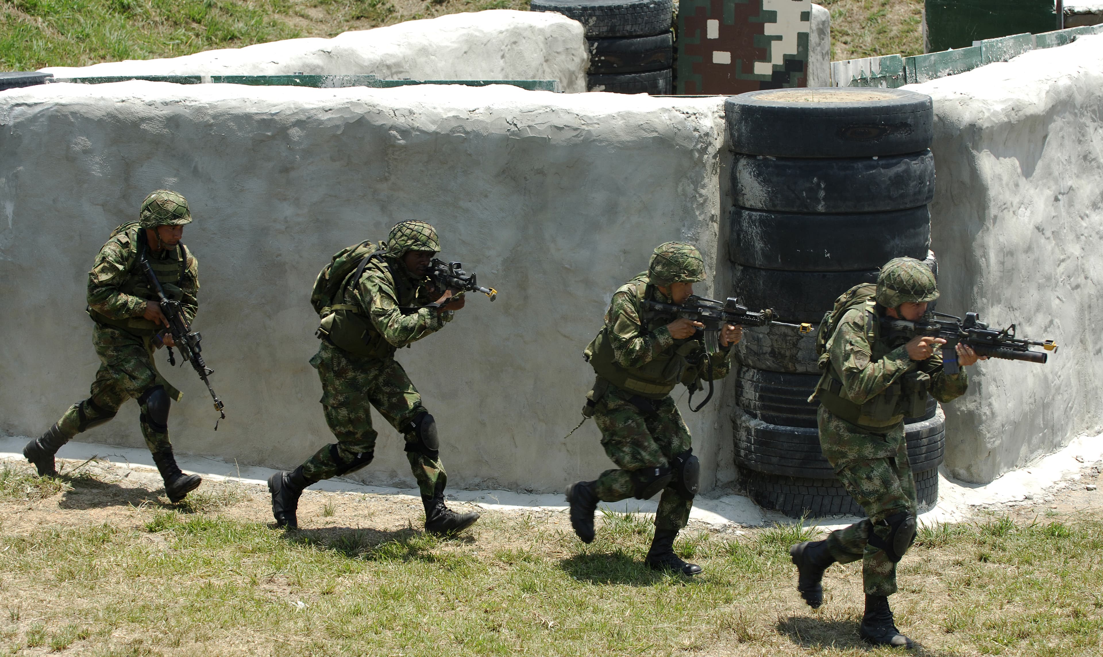 Colombian army special forces during a security demonstration