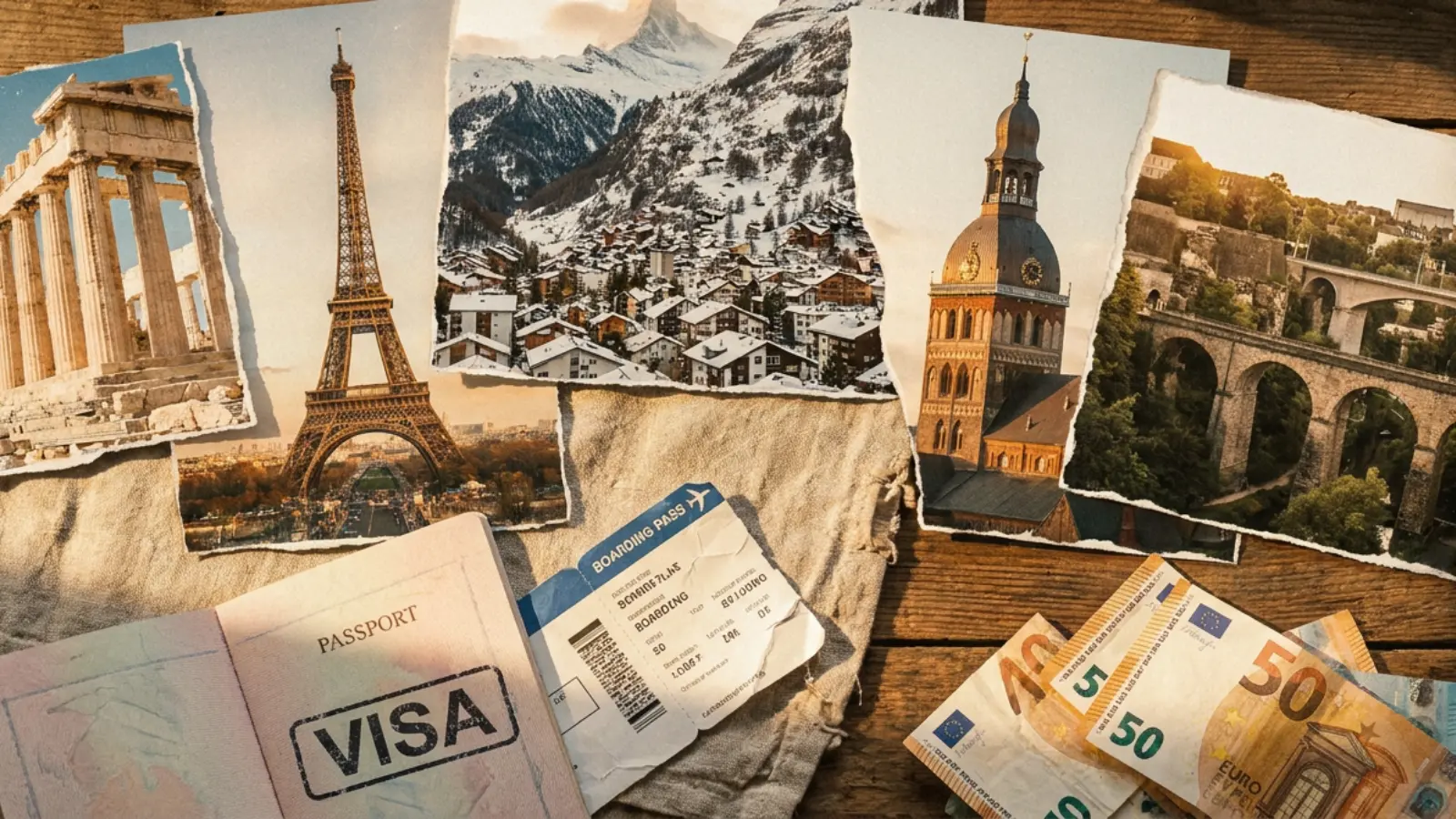 Suitcase and passport on a map