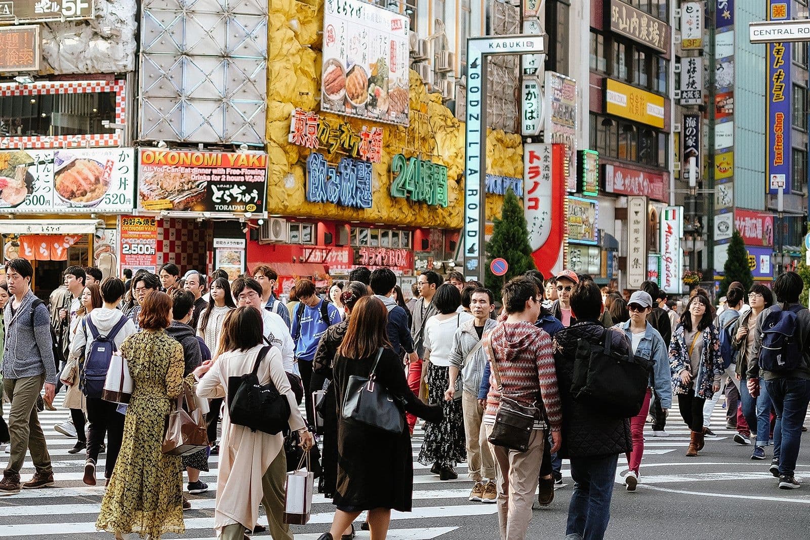 Shibuya crossing at night in Tokyo