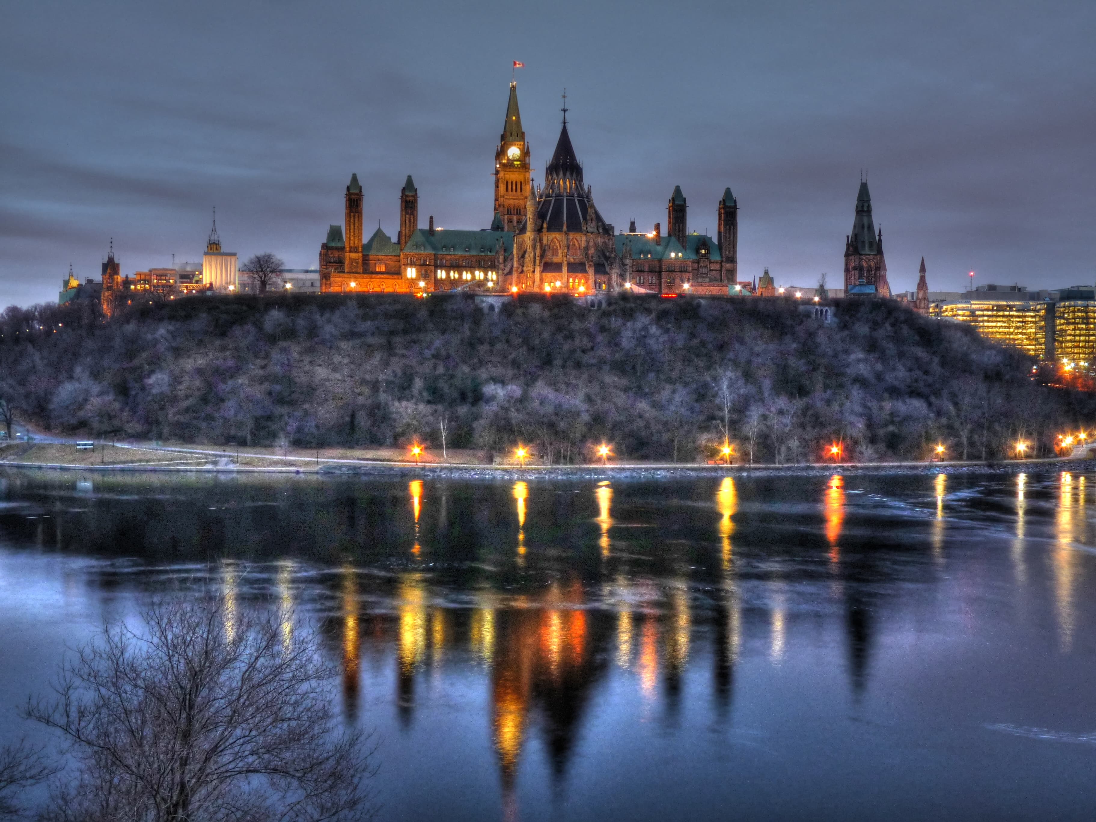 Parliament Hill at dawn in Ottawa