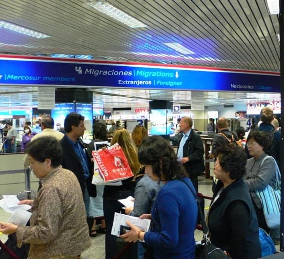 Passport control at Asunción airport
