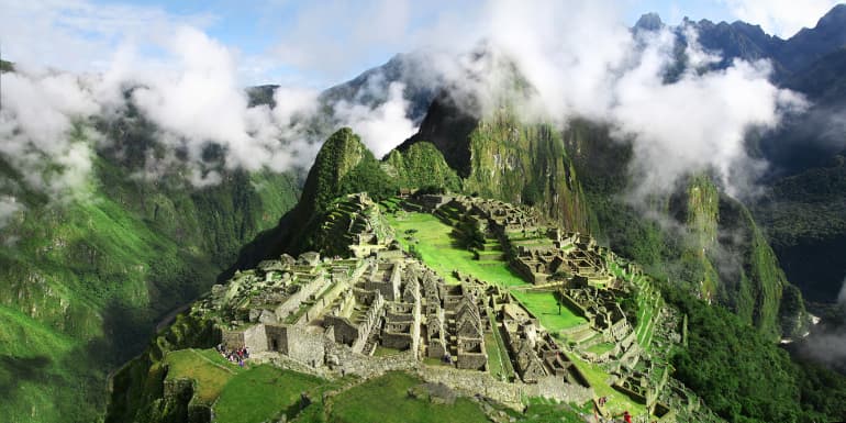 Andean plaza and colonial stone in Peru