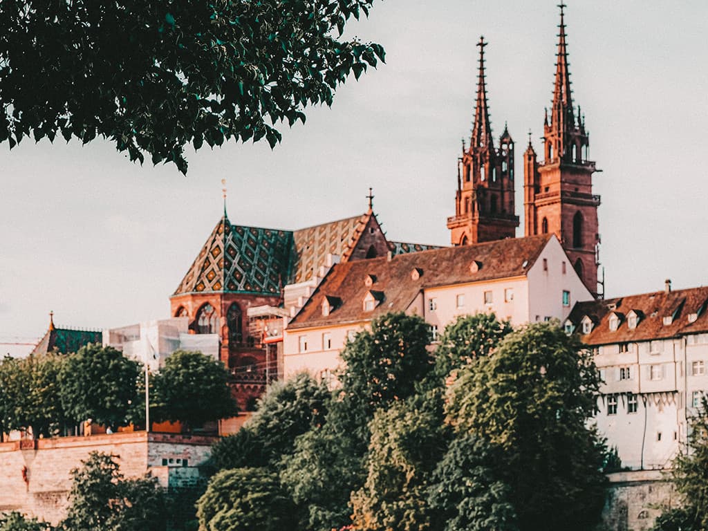 Basel cathedral above the Rhine